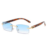 New Punk rimless Sunglasses Rimless Rectangle  Men Women Vintage Shades Driving Sun Glass Frameless Gradient Fashion