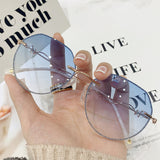 Sunglasses Women 2021 Luxury Gradient Sunglasses Ocean Water Cut Trimmed Lens Metal Curved Temples Sun Glasses Female UV400