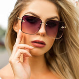 Luxury Square Bee Sunglasses Women Men Retro Brand designer Metal Frame Oversized Sun Glasses Female Grandient Shades Oculos