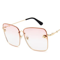 Luxury Square Bee Sunglasses Women Men Retro Brand designer Metal Frame Oversized Sun Glasses Female Grandient Shades Oculos