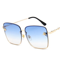 Luxury Square Bee Sunglasses Women Men Retro Brand designer Metal Frame Oversized Sun Glasses Female Grandient Shades Oculos
