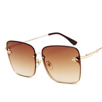 Luxury Square Bee Sunglasses Women Men Retro Brand designer Metal Frame Oversized Sun Glasses Female Grandient Shades Oculos