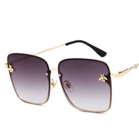 Luxury Square Bee Sunglasses Women Men Retro Brand designer Metal Frame Oversized Sun Glasses Female Grandient Shades Oculos