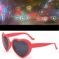 Love Heart Shape Sunglasses Women PC Frame Light Change Love Heart Lens Colorful Sun Glasses Female Red Pink Shades Eyewaer