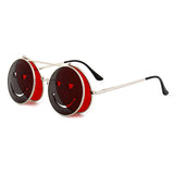 Spring Hinge Glasses Cute Smiling Face Women Folding Punk Sunglasses Unique Men Double Lens Tinted Steampunk Glasses UV400