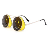 Spring Hinge Glasses Cute Smiling Face Women Folding Punk Sunglasses Unique Men Double Lens Tinted Steampunk Glasses UV400