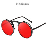 Steampunk Sunglasses Round Metal OCULOS De Sol Women Style Retro Flip Circular Double Metal Sun Glasses Men CIRCLE SUN GLASSES