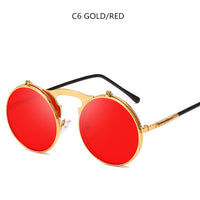 Steampunk Sunglasses Round Metal OCULOS De Sol Women Style Retro Flip Circular Double Metal Sun Glasses Men CIRCLE SUN GLASSES