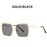 Oversized Square Sun Glasses Ladies New Luxury Pearl Sunglasses Women Brand Designer Fashion Shades Big Frame Oculos