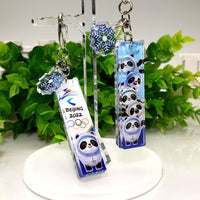 2pcs/set bing dun dun Keychain Acrylic Pendant Key Chains Pendant Car Bag Decoration Accessories Party Guest Gifts