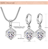 Jewelry Sets for Women Silver 8mm Cubic Zircon Necklace Hoop Earrings Bridal Jewelry Sets