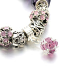 Jewelry Round Charm Bracelets for Women With Purple Crystal Glass Beads Pulsera