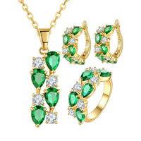 Pendant Earrings Ring Jewelry Sets Gold Jewelry CZ Zirconia Green Zircon for Women Wedding Party