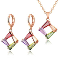 Rose Gold Wedding Engagement Jewelry Zircon Necklace Earrings for Women Jewelry sets