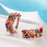 Wedding Jewelry Sets Rose Gold Earrings Ring Shining CZ Zircon Bridal Jewelry Sets