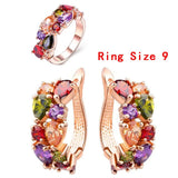 Wedding Jewelry Sets Rose Gold Earrings Ring Shining CZ Zircon Bridal Jewelry Sets