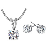 CZ Necklace Earring Jewelry Sets Silver Snake Chain Necklace Stud Earring Wedding Bridal Engagement