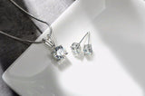 CZ Necklace Earring Jewelry Sets Silver Snake Chain Necklace Stud Earring Wedding Bridal Engagement