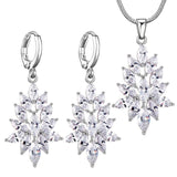 Jewelry Sets for Women Silver Cubic Zircon Necklace Hoop Earrings Jewelry Sets Women