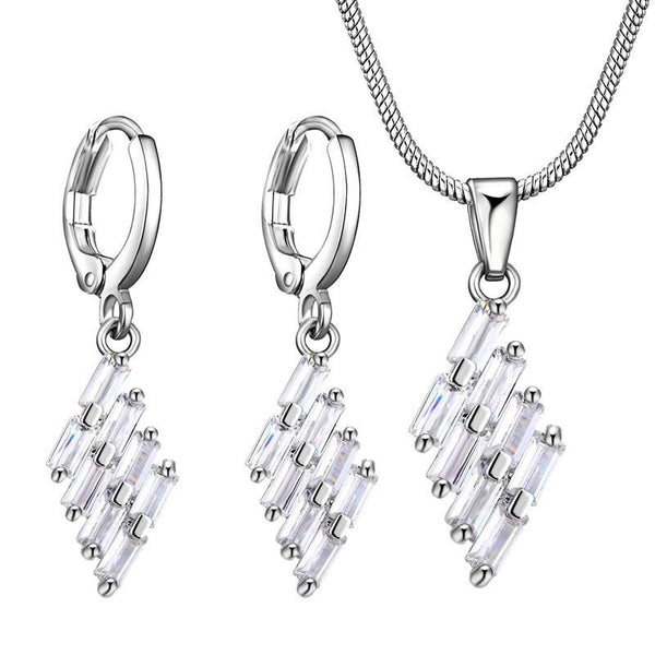 Purple Jewelry Sets for Women Silver Cubic Zircon Earrings Necklace Jewelry Sets Women Sets