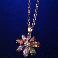 Jewelry Sets Flower Earrings Rose Gold CZ Zirconia Necklace Earrings for Women Wedding Party