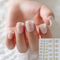 24pcs Natural Beige Candy Women False Nails Sparkly Nail Art Full Wrap Tips Hand Nails Nail Salon Product No.097