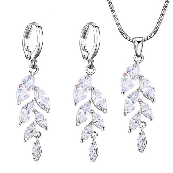 Jewelry Set Women's Silver Cubic Zircon Earrings Necklace Jewelry Sets Women Set