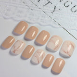 Light Pink Glitter False Nails Short Square Decoration Nails Full Wap Ladies Daily Wear Plastic Nail Tips