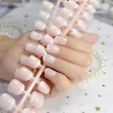 1 lot= 10 kits Clear Nude French Nails Short Size Square White Fake Nails Laidy Finger Decoration Daily Wear 240pcs