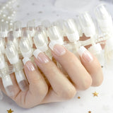 1 lot= 10 kits Clear Nude French Nails Short Size Square White Fake Nails Laidy Finger Decoration Daily Wear 240pcs