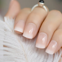 Beige Gradient French Manicure Tips Gorgeous and Classy Natural Fake Nails Faded Nails Designed