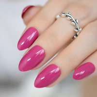 UV Press On Nails Stiletto Shape Sexy Red Fake Nails Gel Shine Shimmer Almond False Nails 24