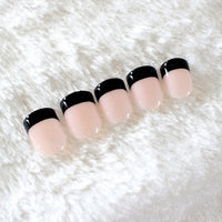 Round Natural False Nails Glitter Nude Gradient White French Nail Extra Short Size Manicure Tips 24pcs