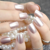 Round Natural False Nails Glitter Nude Gradient White French Nail Extra Short Size Manicure Tips 24pcs