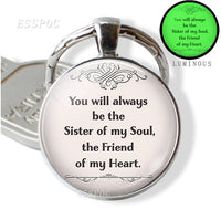 Sister, Best Friend Keychain, First Mother Pendant, Sisters Always Key Chains Glow In The Dark Handmade Gifts for Lovers