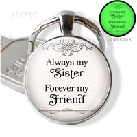 Sister, Best Friend Keychain, First Mother Pendant, Sisters Always Key Chains Glow In The Dark Handmade Gifts for Lovers