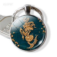 Constellation Pattern Pendant 12 Constellation Keychain Key Holder Leo Virgo Libra Scorpio Sagittarius Capricorn Aquarius Pisces