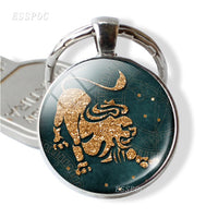 Constellation Pattern Pendant 12 Constellation Keychain Key Holder Leo Virgo Libra Scorpio Sagittarius Capricorn Aquarius Pisces