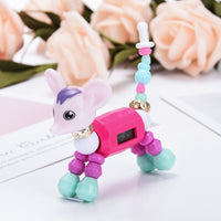 Cartoon DIY Charm Dress Quartz Clock Girls Cat Dog Digital Colorful Creative Watch Gift for Children