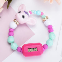 Cartoon DIY Charm Dress Quartz Clock Girls Cat Dog Digital Colorful Creative Watch Gift for Children