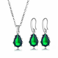 4 Zirconia Jewelry Sets for Women Silver CZ Water Drop Necklace Earrings Jewelry