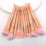 10Pcs Makeup Brushes Set Cosmetic Tools Kits Concealer Fish Tail Foundation Eyebrow Eyeliner Brush