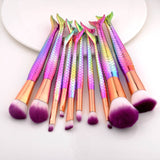 10Pcs Makeup Brushes Set Cosmetic Tools Kits Concealer Fish Tail Foundation Eyebrow Eyeliner Brush