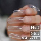 24pcs/kit White French Manicure Half Nail Tips Transparent Square French Nails DIY Nail extension Tip