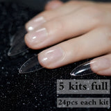 24pcs/kit White French Manicure Half Nail Tips Transparent Square French Nails DIY Nail extension Tip