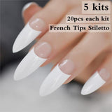 24pcs/kit White French Manicure Half Nail Tips Transparent Square French Nails DIY Nail extension Tip