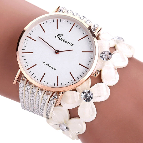 Flowers Watches Women Dress Elegant Quartz Ladies Watch Crystal Wrist Watch Gift