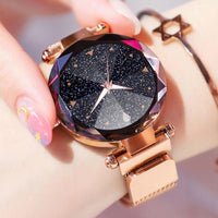 Women Watches Starry Sky Stainless Steel Mesh Magnetic Strap Ladies Watch Quartz Wrist Watch