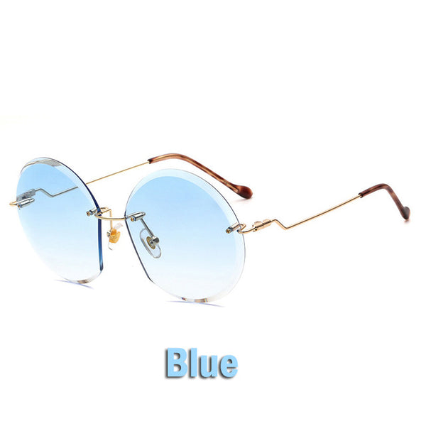 Metal Goggle Rimless Sunglasses Women Ocean Lens Classic Men Women Sun Glasses Women UV400 Box