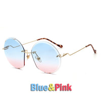 Metal Goggle Rimless Sunglasses Women Ocean Lens Classic Men Women Sun Glasses Women UV400 Box